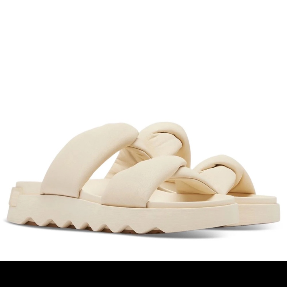 Sorel Real Leather Cream Slide Sandals
